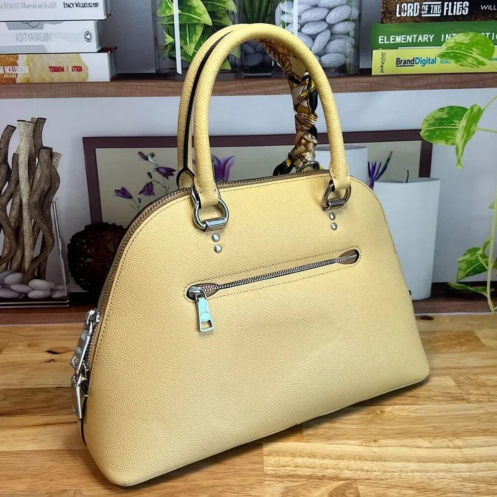 Coach Katy Satchel 2553 Vanilla Butter Yellow | Crossgrain Leather Bag - Picture 3 of 13
